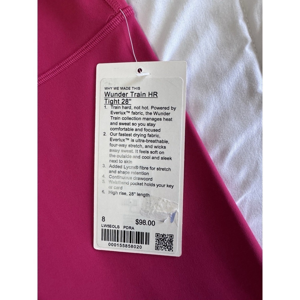 NEW Lululemon Wunder Train HR Tight 28'' Size 8 Leggings Pink Dragon Fruit NWT - Picture 4 of 11